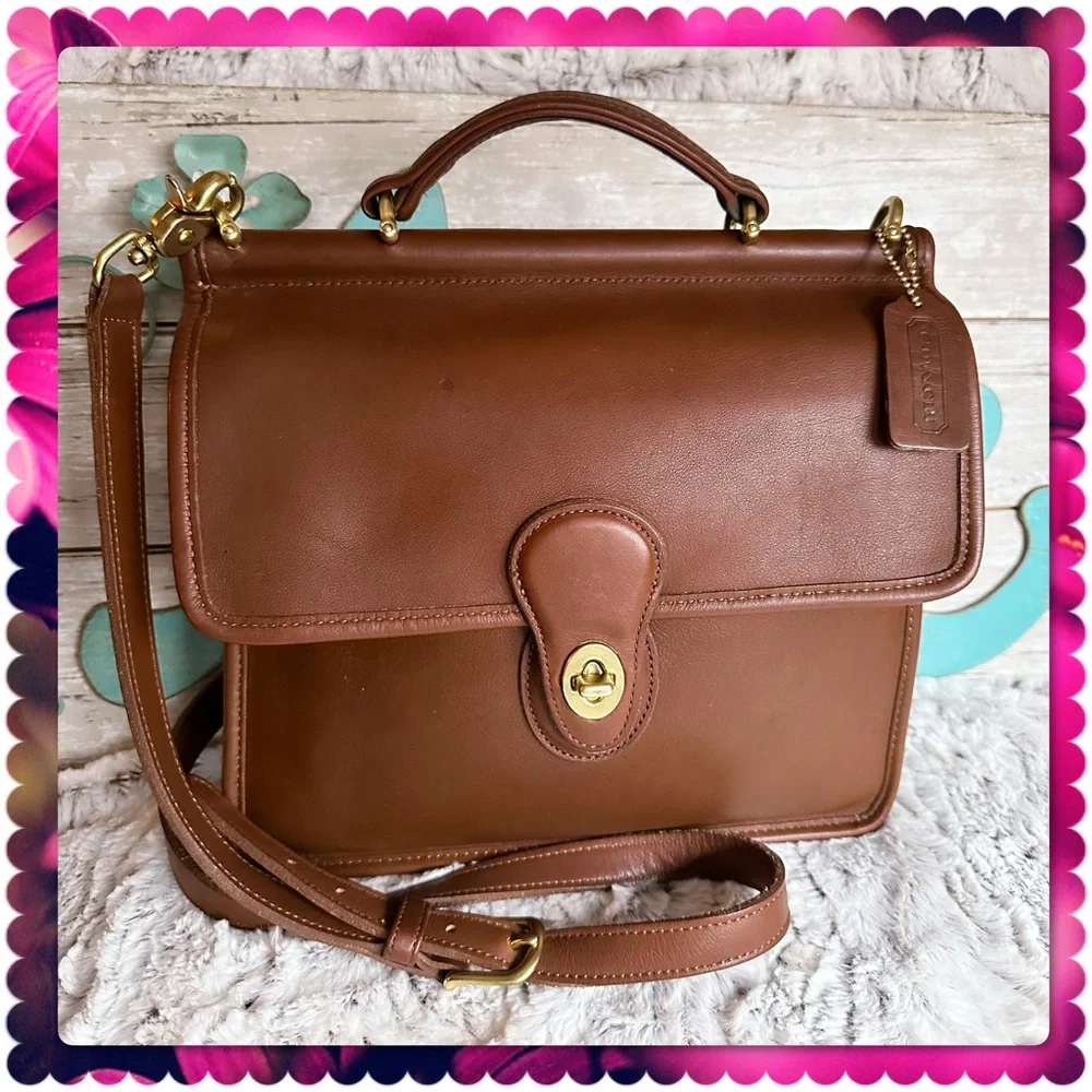VINTAGE COACH Vicuña SADDLE / TAN LEATHER MESSENGER CROSSBODY WILLIS BAG
 #9927_11
